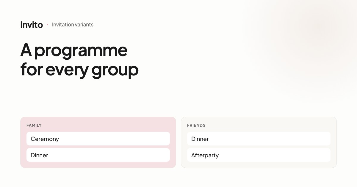 One invitation in two variants for different groups of guests