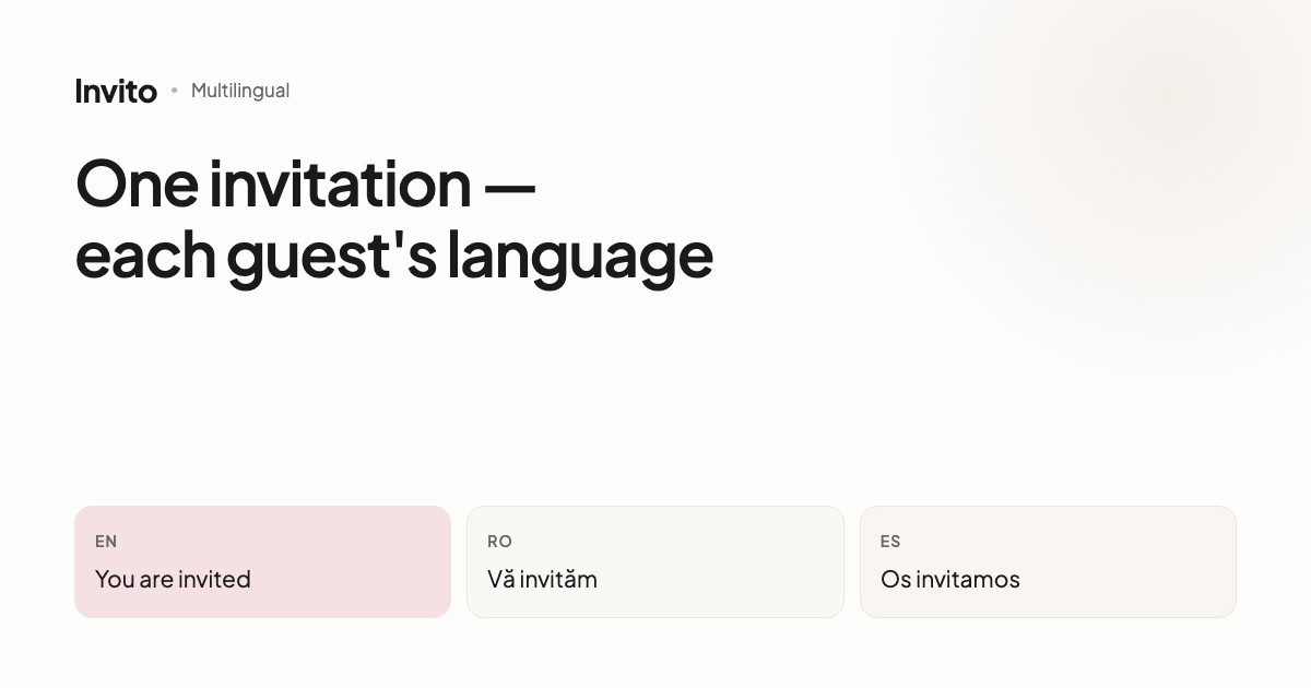 One wedding invitation in three language versions