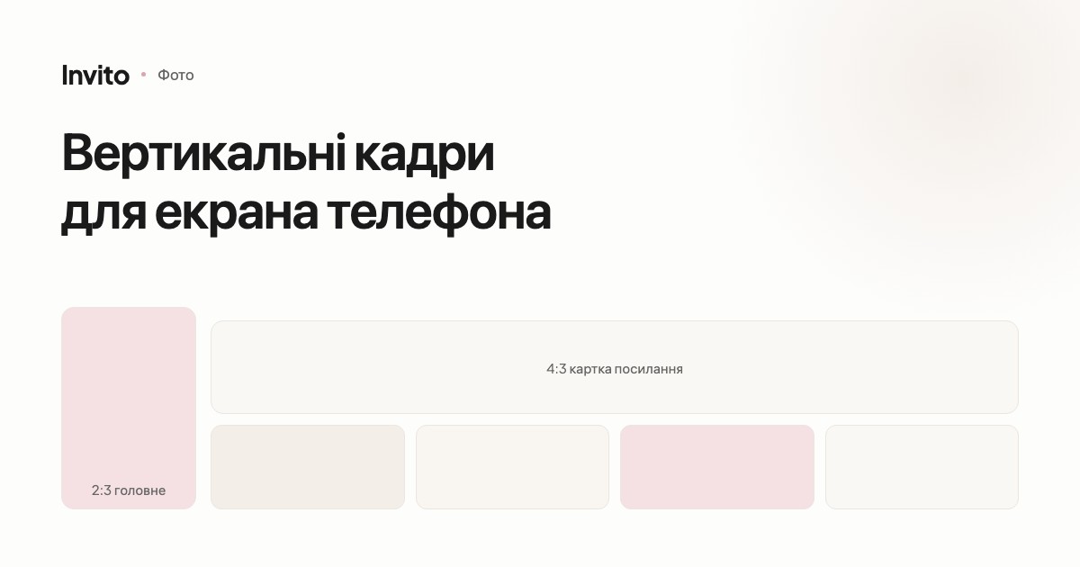 Вертикальне фото для екрана телефона й горизонтальне для картки посилання